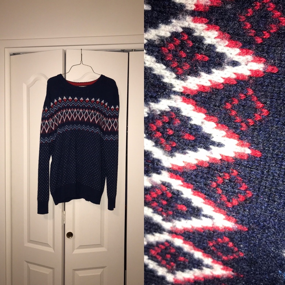 Men’s Urban Pipeline Navy, Red, and White Sweater
